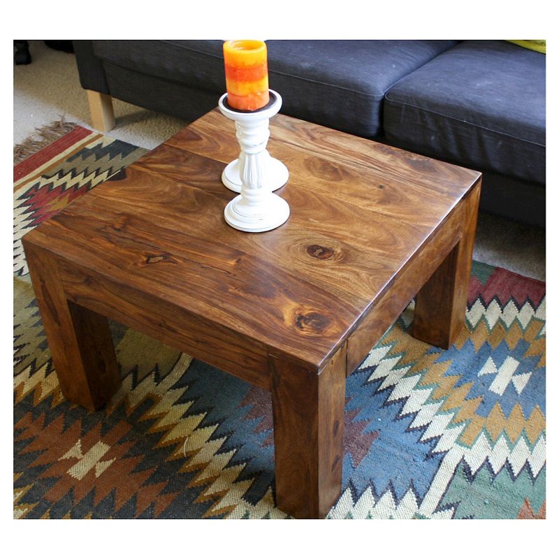 Handcrafted Medium Cube Square Table - (16H X 23.5W x 23.5D) - Natural - Timbergirl