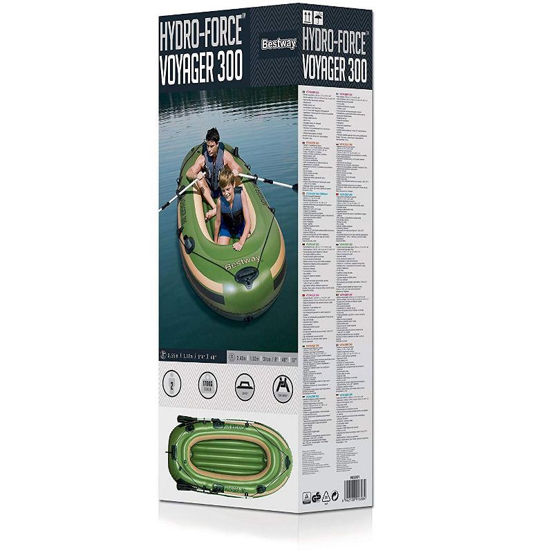 Intex Explorer 200 Inflatable 2 Person River Boat Raft Set with 2 Oars & Pump
