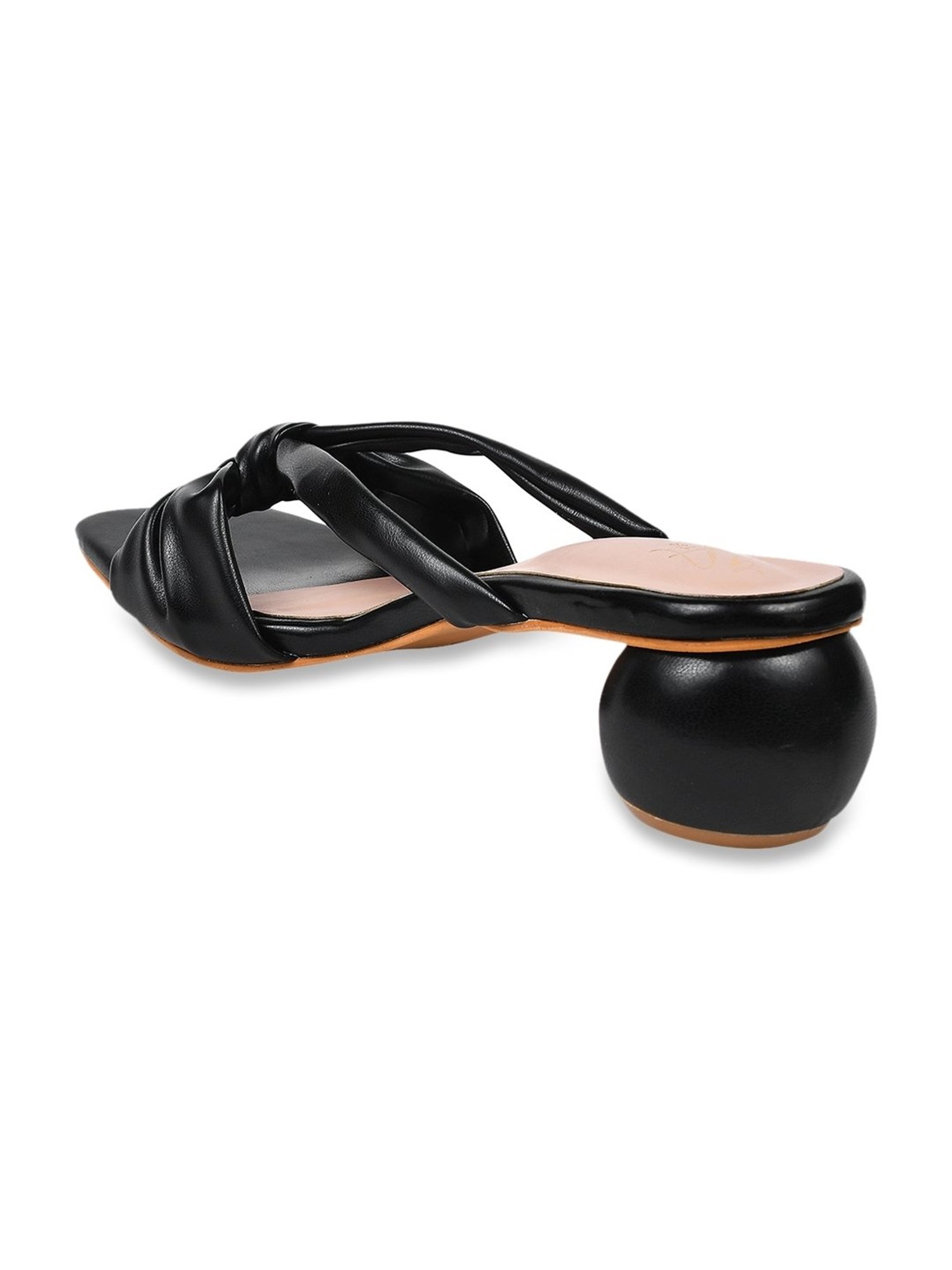 The White Pole Women's Black Casual Sandals