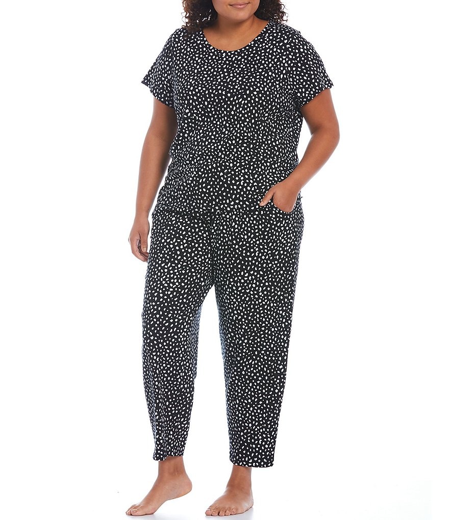 Sleep Sense Plus Animal Dot Print Crew Neck Short Sleeve Knit Sleep Tee
