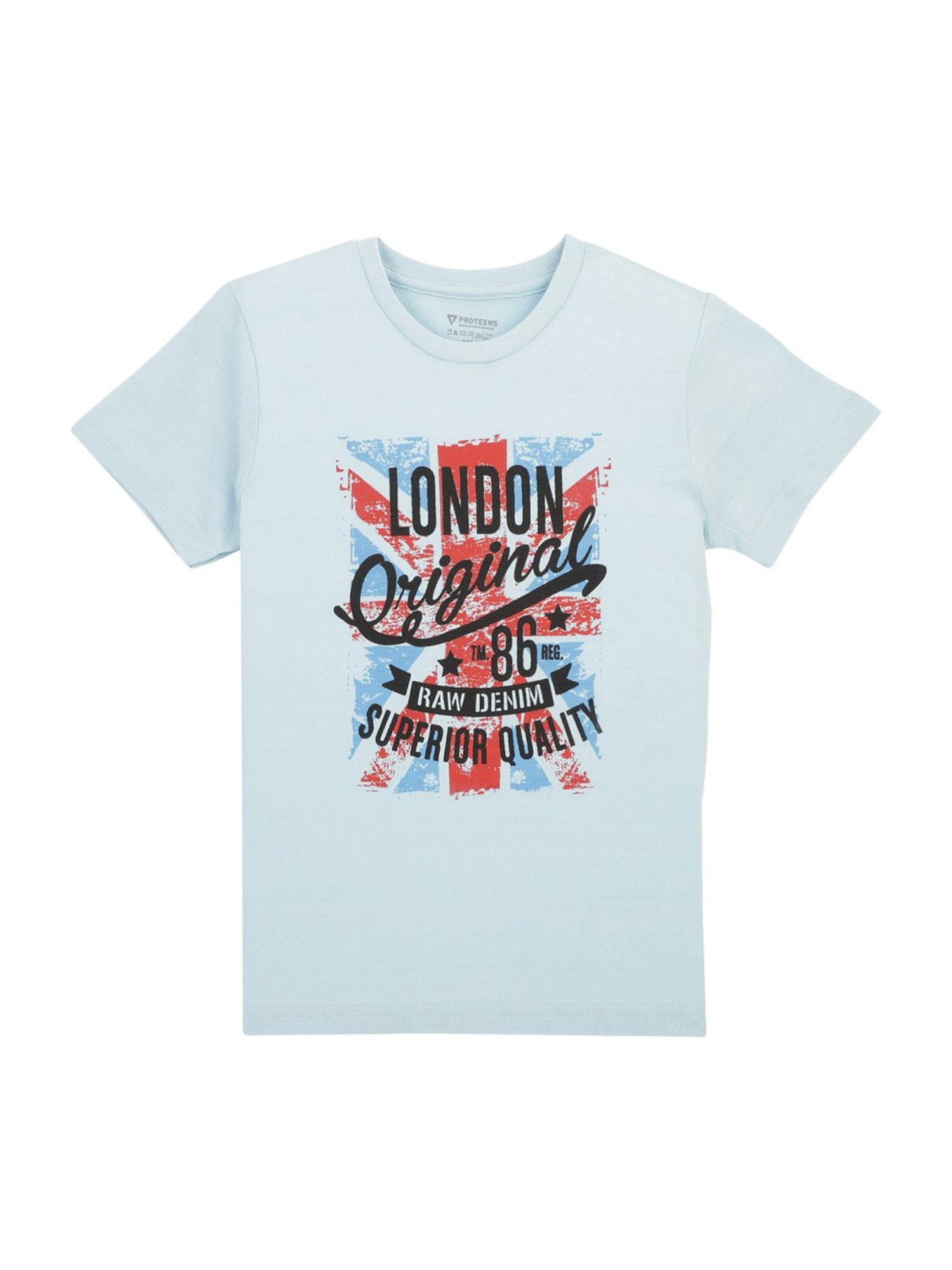 Proteens Kids Sky Blue Cotton Printed T-Shirt