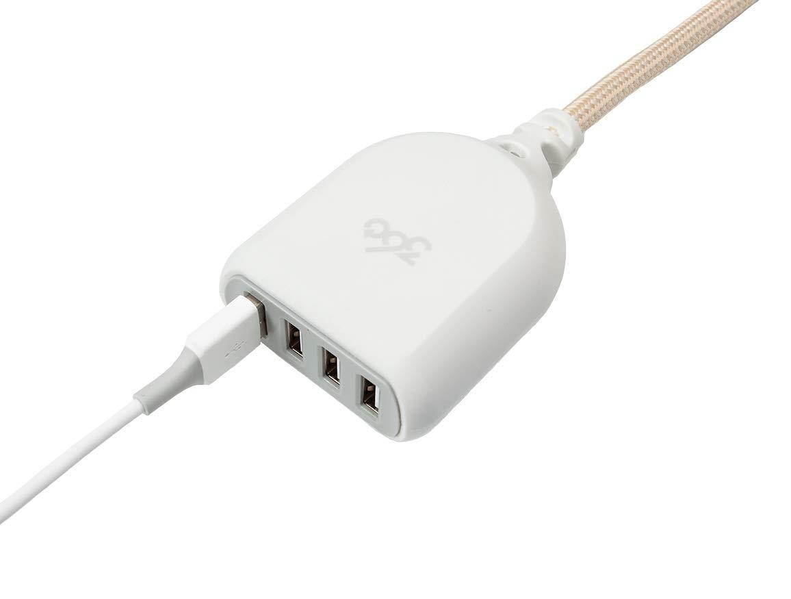 360 Electrical 360624 Habitat4.8 Braided w/ 4.8A 4-Port USB Extension Cord, 6 ft, Gold