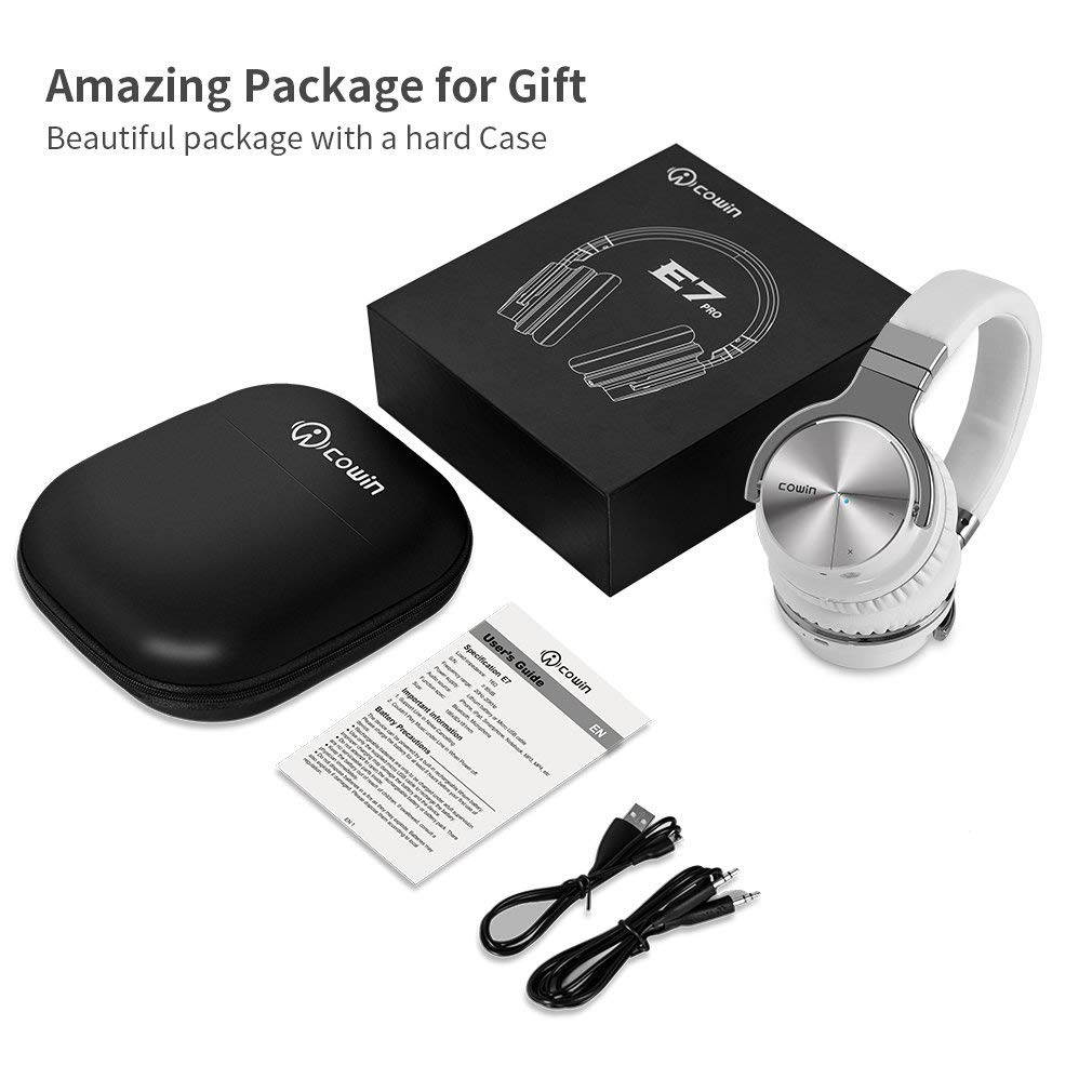 COWIN E7 Pro [2018 Upgraded] Active Noise Cancelling Headphones Bluetooth Headphones with Mic Hi-Fi Deep Bass Wireless Headphones Over Ear 30H Playtime Travel Work TV Computer Cellphone - Blue