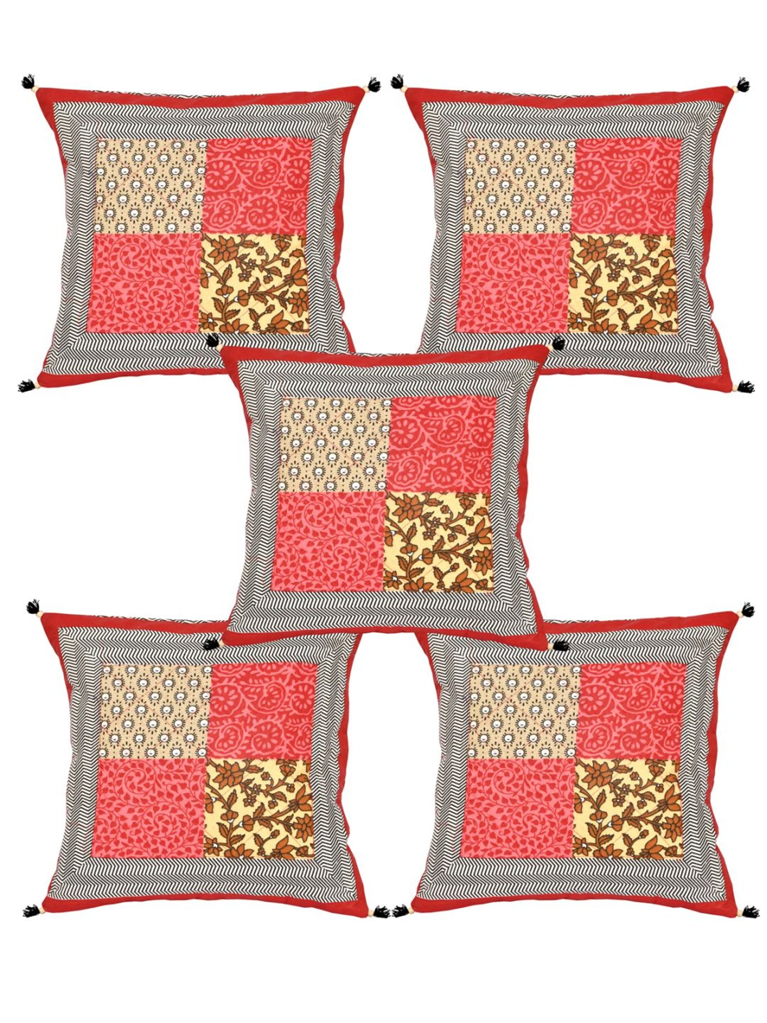 Living Roots Multicolor Cotton Cushion Covers - Set of 5