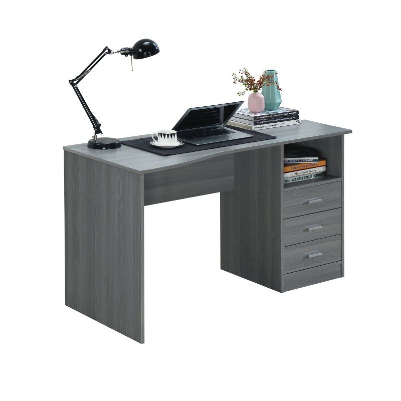 Classic Computer Desk with Multiple Drawers Gray - Techni Mobili