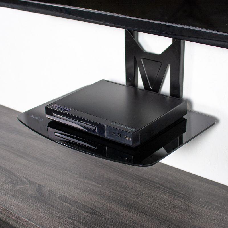 VIVO Black 32" to 55" Flat Screen TV Wall Mount | Fixed Tilt & Entertainment Shelf Floating AV, DVD Shelves (MOUNT-VW11)