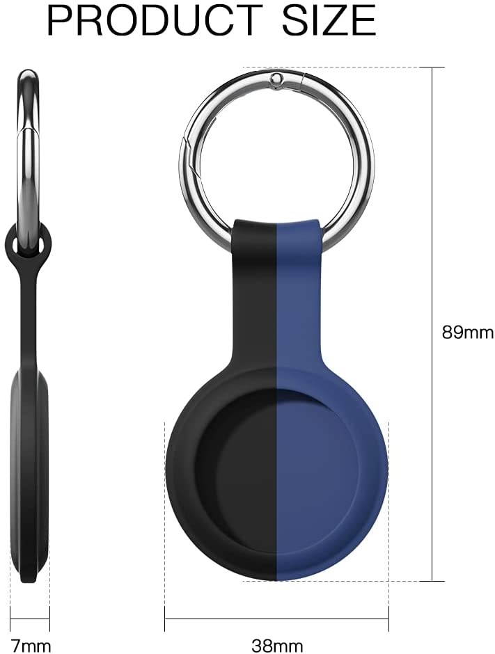 AWINNER Compatible for AirTag Case Keychain Accessories ,Silicone Protective Cover Secure Holder with Key Ring (Black/Blue)
