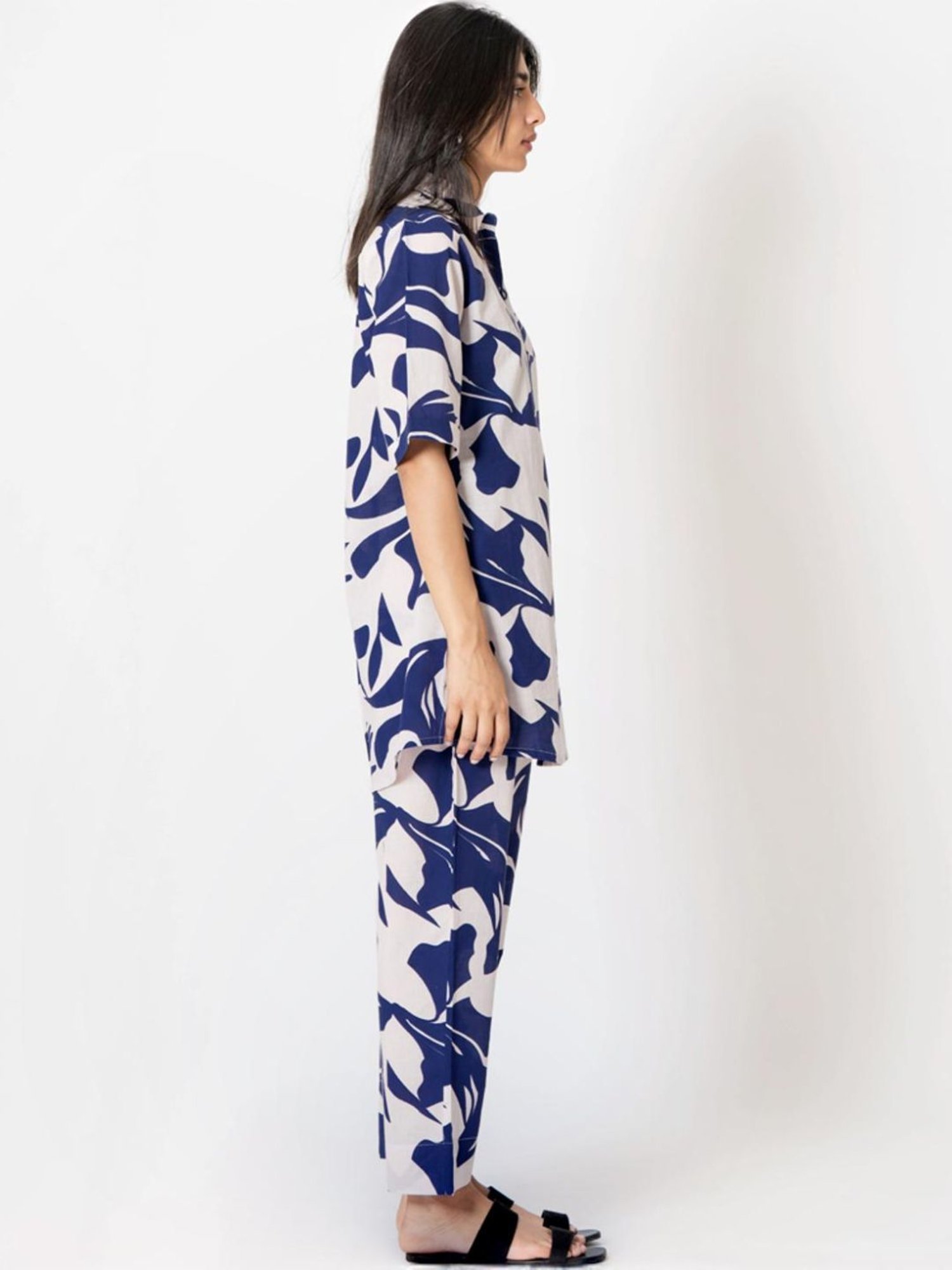 Kameez by Pooja White & Purple Capsule 24 Digital Print Cotton Shirt and Pant Co-ord Set