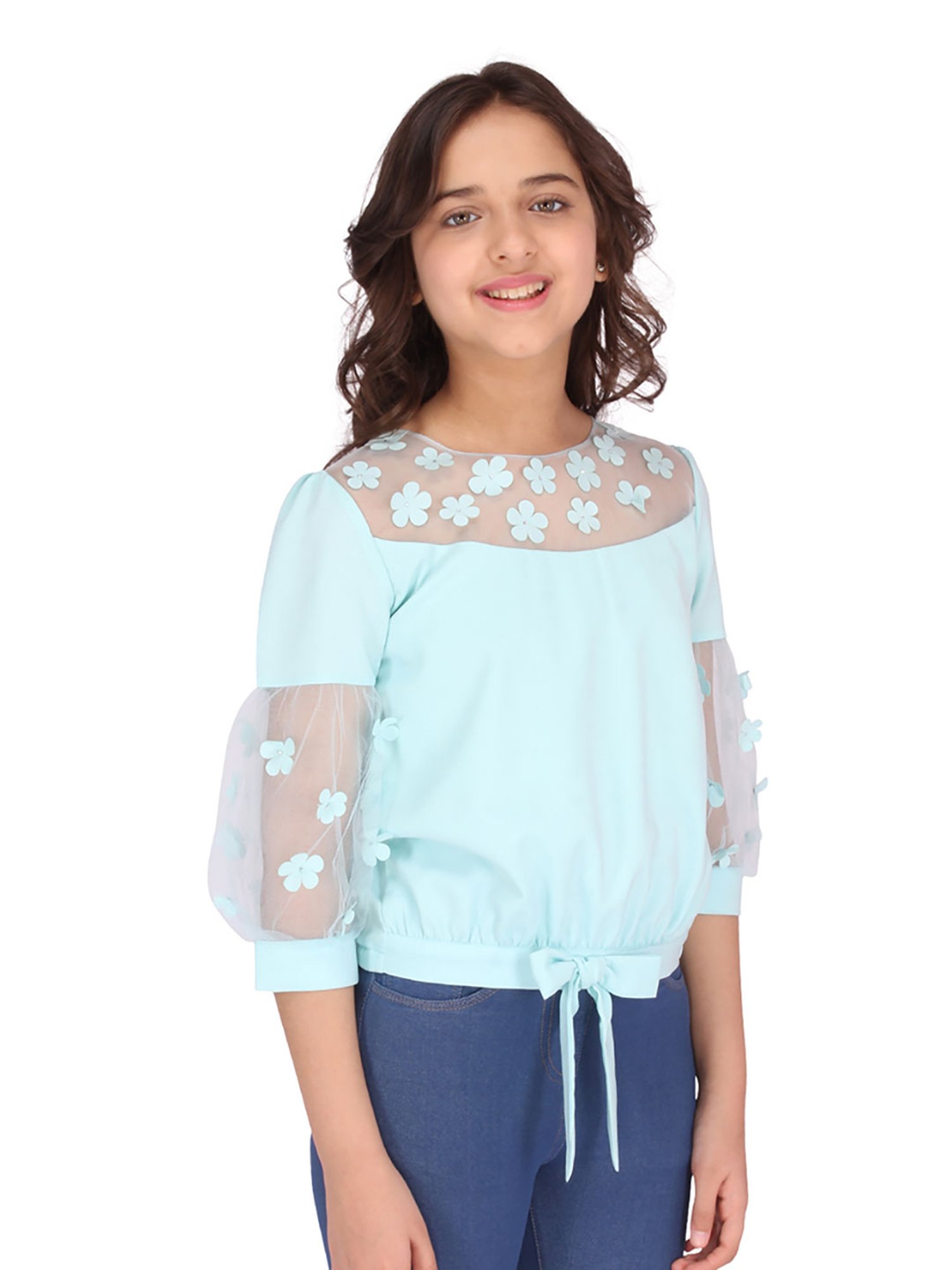 Cutecumber Kids Turquoise Applique Top