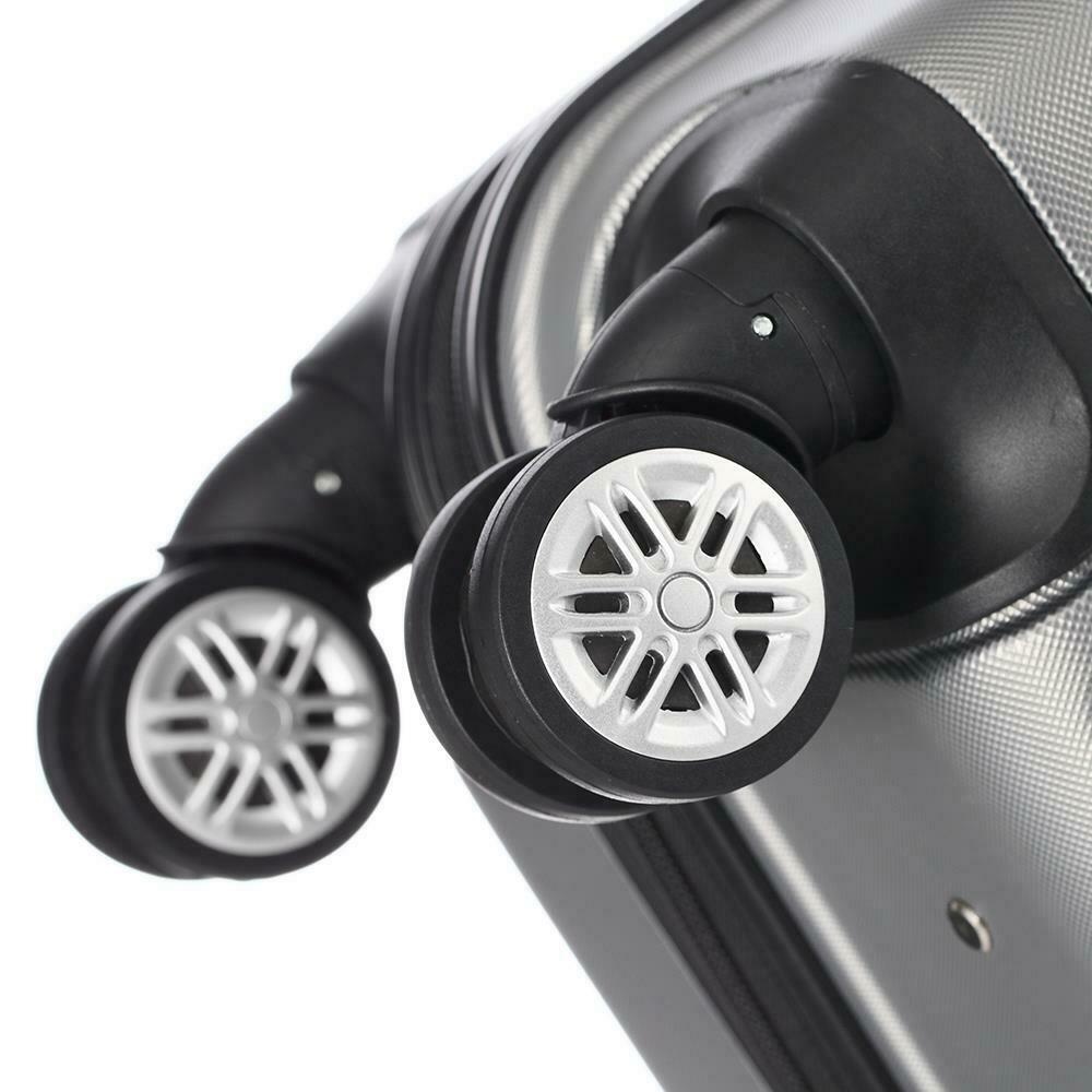 3PCS Travel Luggage Set Bag ABS Trolley Hard Shell Suitcase Gray