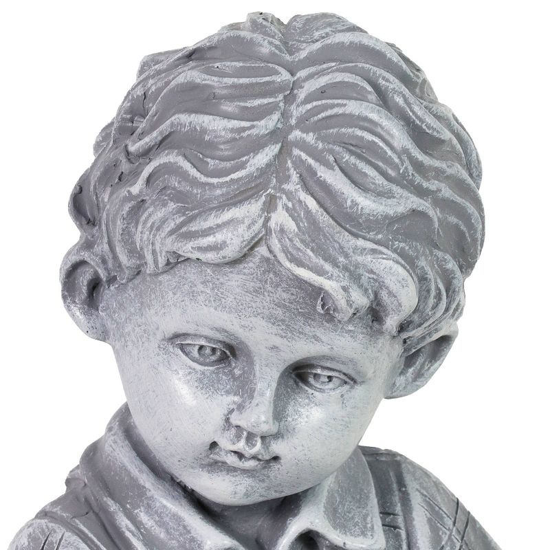 10.24" Resin Boy with Puppy Statue Gray - Exhart