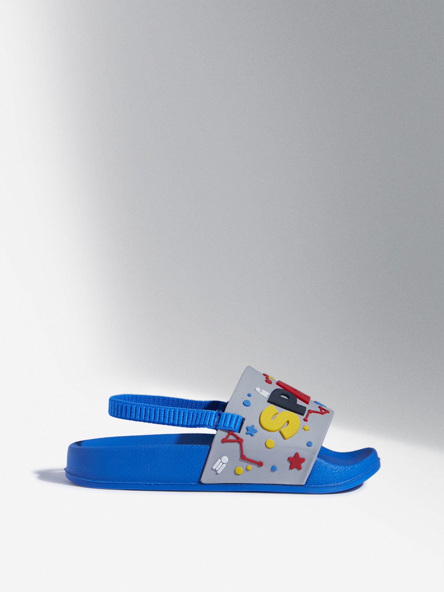 Yellow by Westside Blue & Grey Slingback Slides