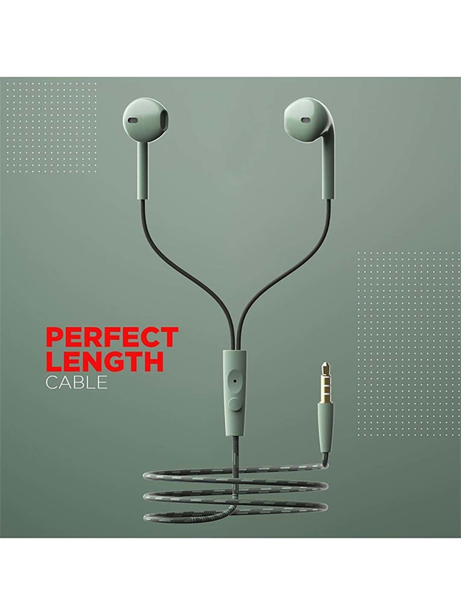 boAt bassheads 105 Wired in Ear Earphones with Mic (Green)