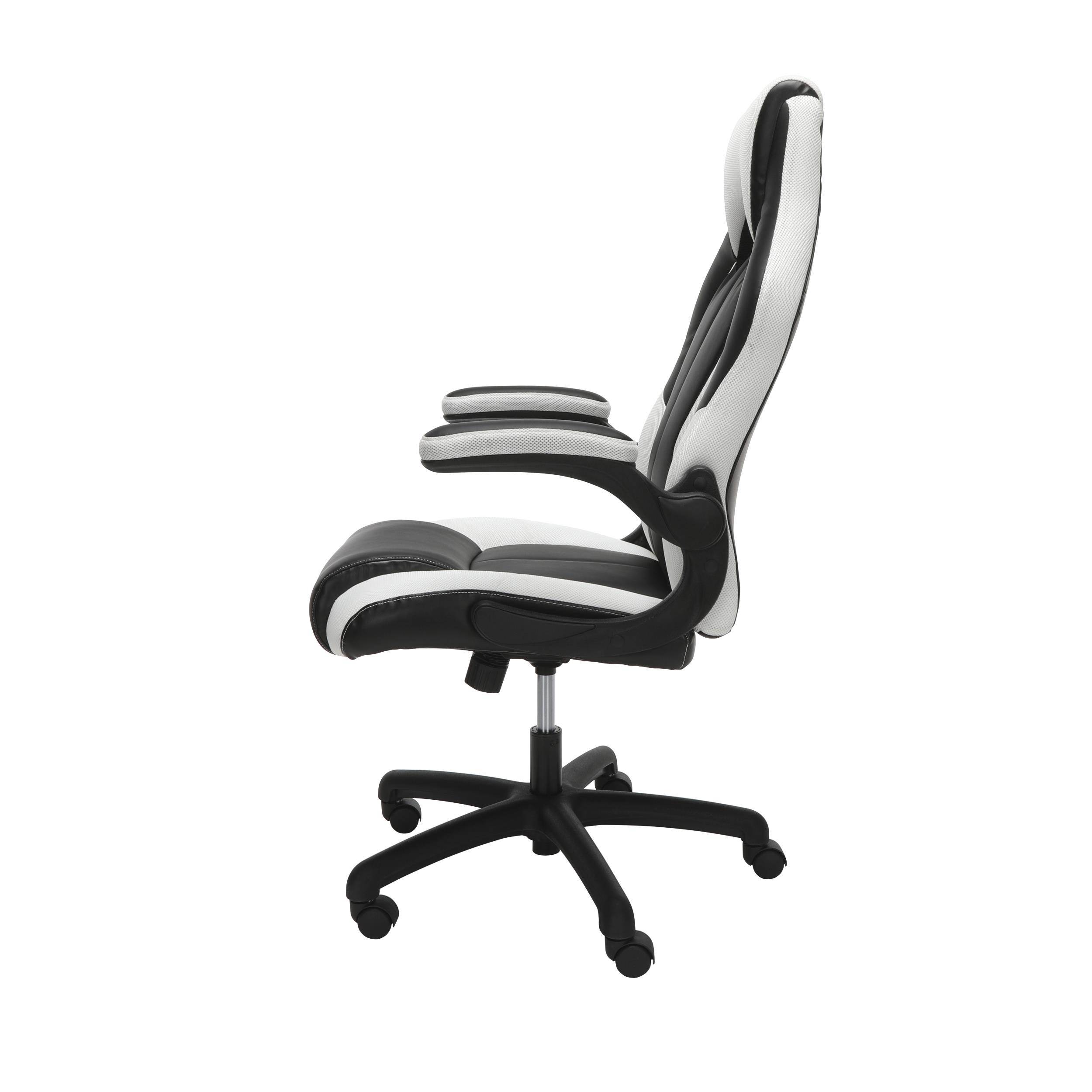 OFM Essentials Collection High-Back Racing Style Bonded Leather Gaming Chair, in White (ESS-3086-WHT)