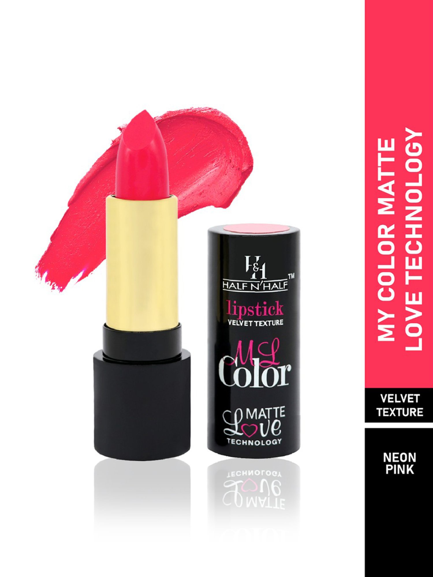 Half N Half My Color Velvet Texture Matte Lipstick Neon Pink - 3.8 gm