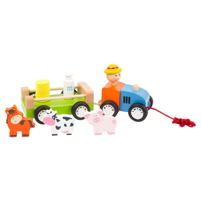 Small Foot Wooden Toys Farmer With Animals Pull-Along Toy Playset