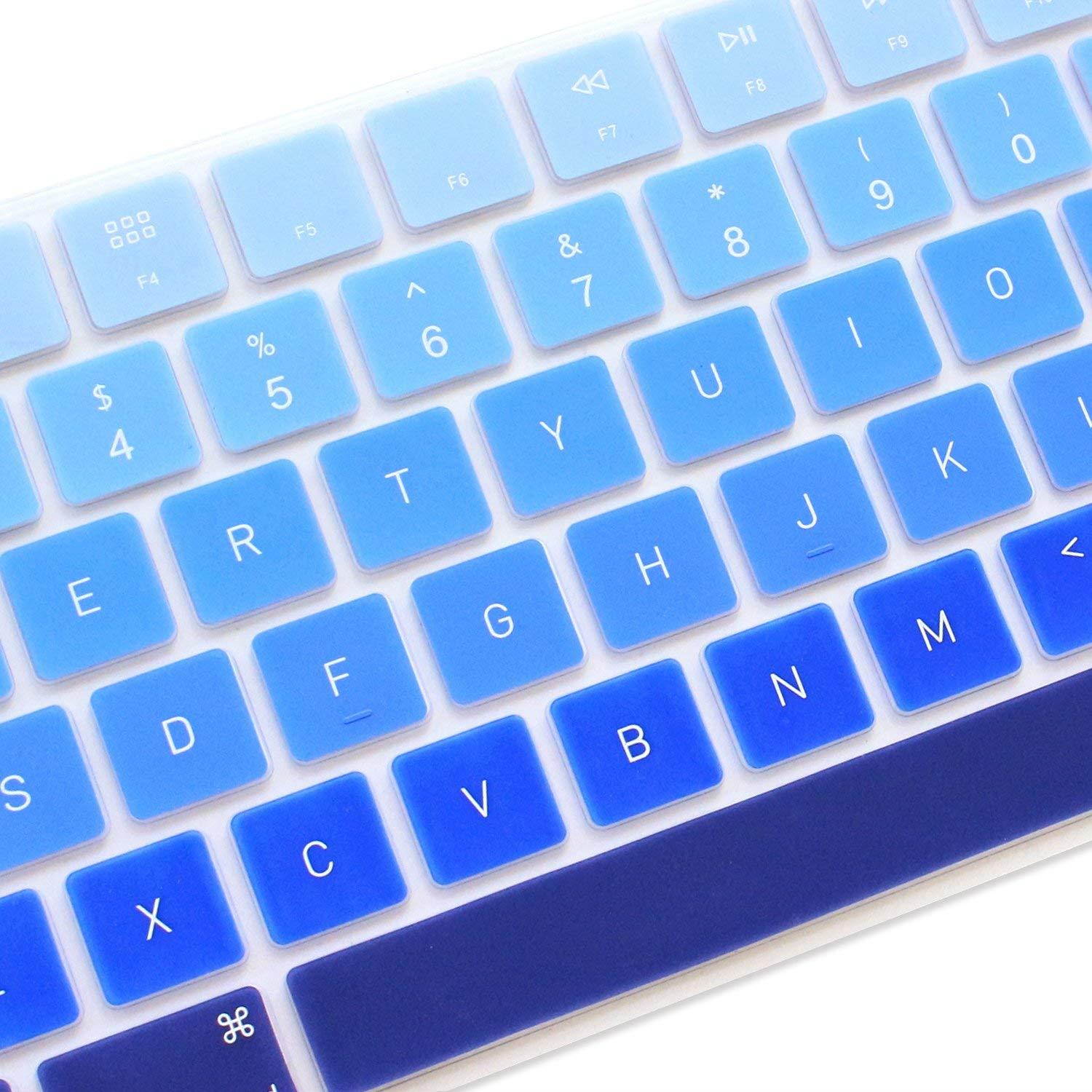 ProElife 2017 NEWEST Ultra Thin Silicone Full Size Wireless Bluetooth Numeric Keyboard Cover Skin for Apple iMac Magic Keyboard with Numeric Keypad MQ052LL/A US Layout (Fade in Blue)