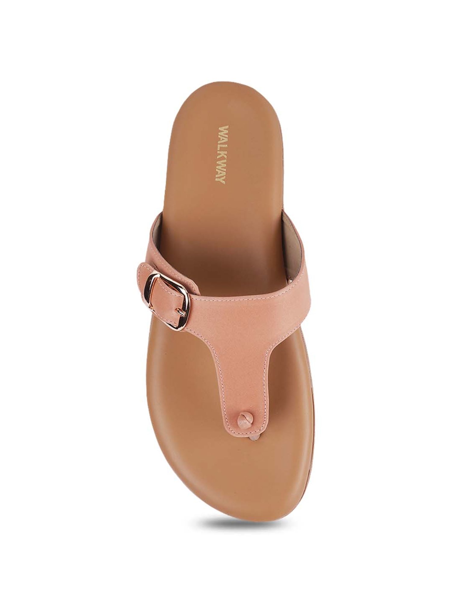Walkway Women's Beige T-Strap Sandals