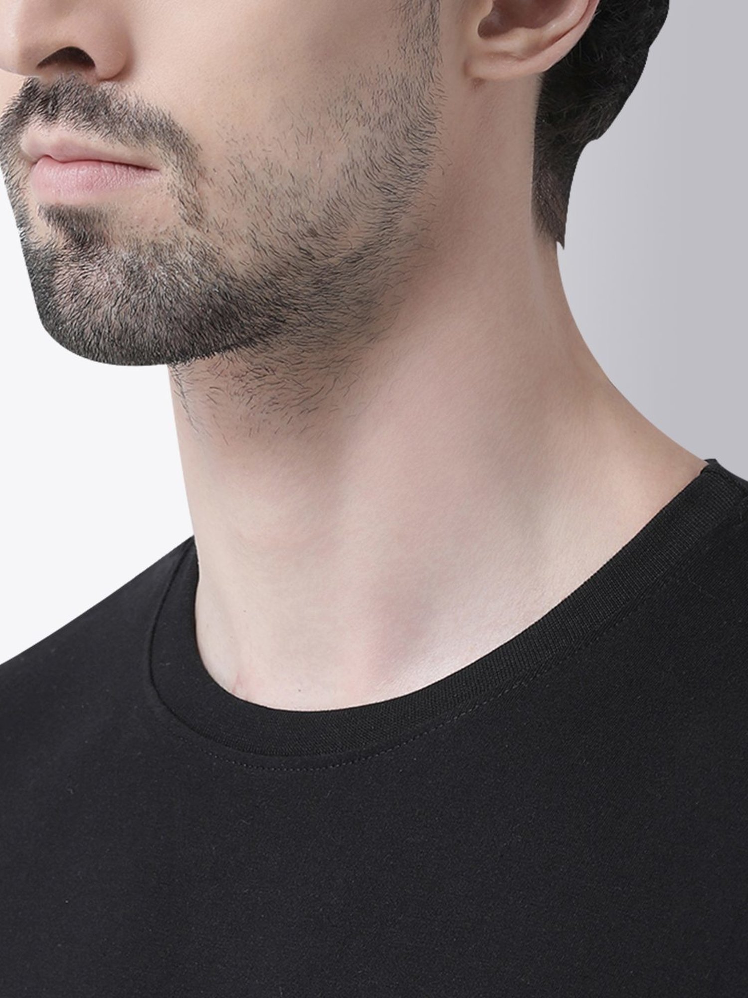 Friskers Black Cotton Slim Fit Printed T-Shirt