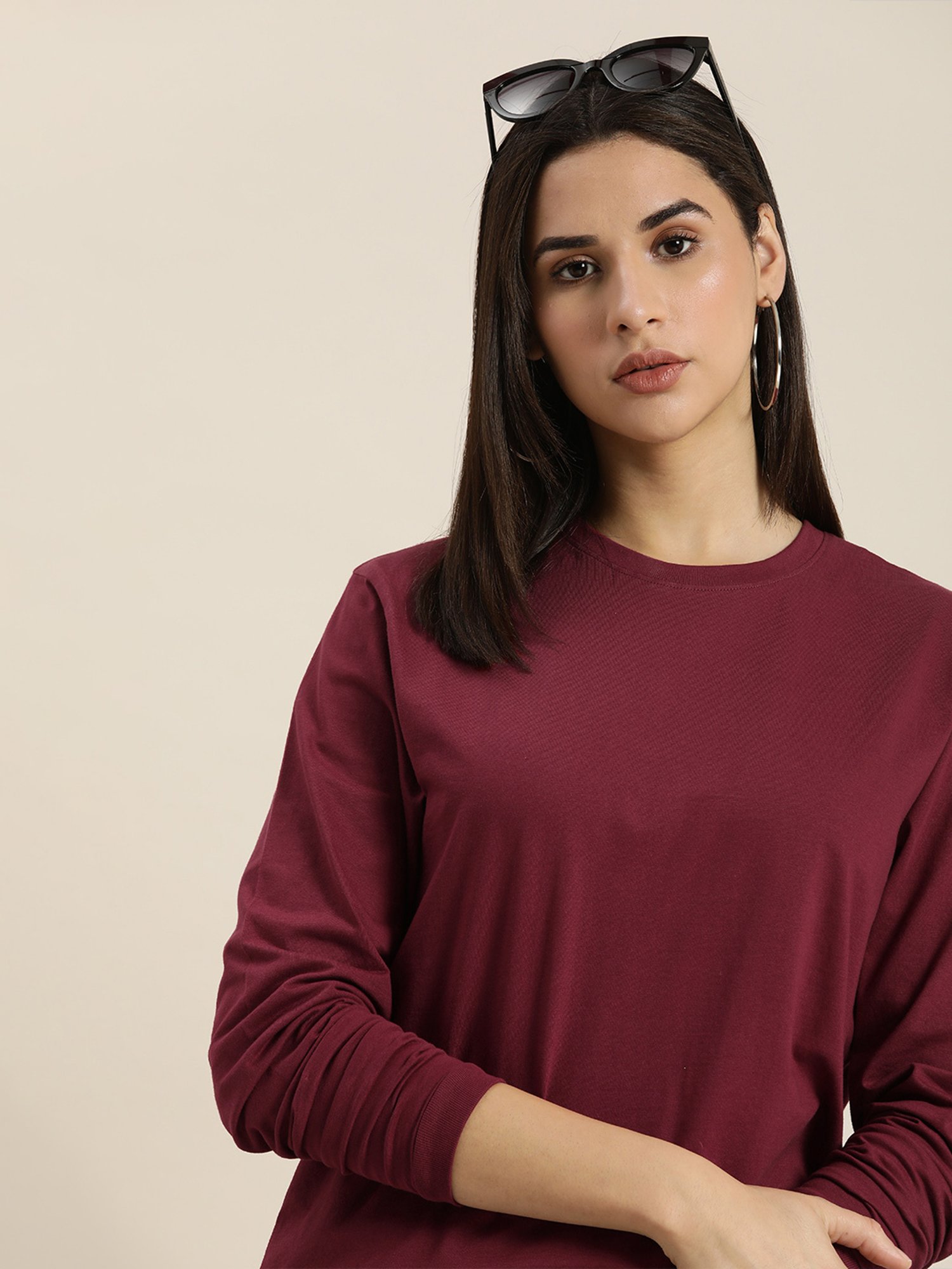 Dillinger Maroon Cotton Oversized T-Shirt