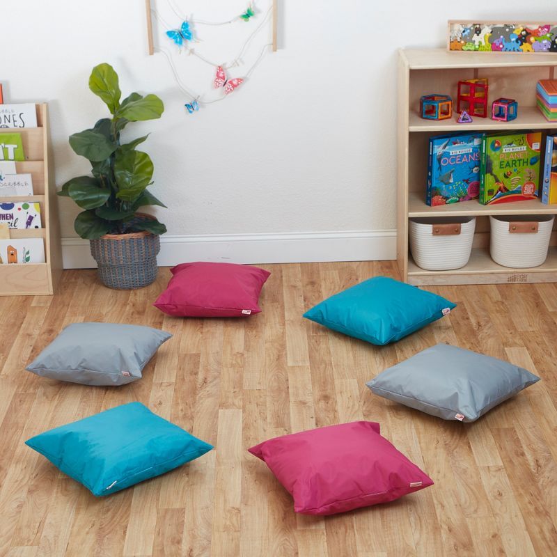 ECR4Kids 17" Indoor/Outdoor Floor Pillow Set, Classroom Pillows, Assorted Colors (6-Piece)