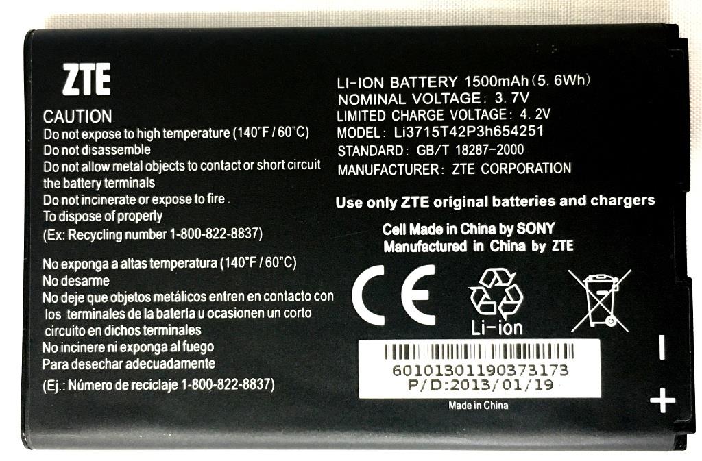 ZTE AC30 / MF61 Standard Battery [OEM] Li3715T42P3H654251 (A)
