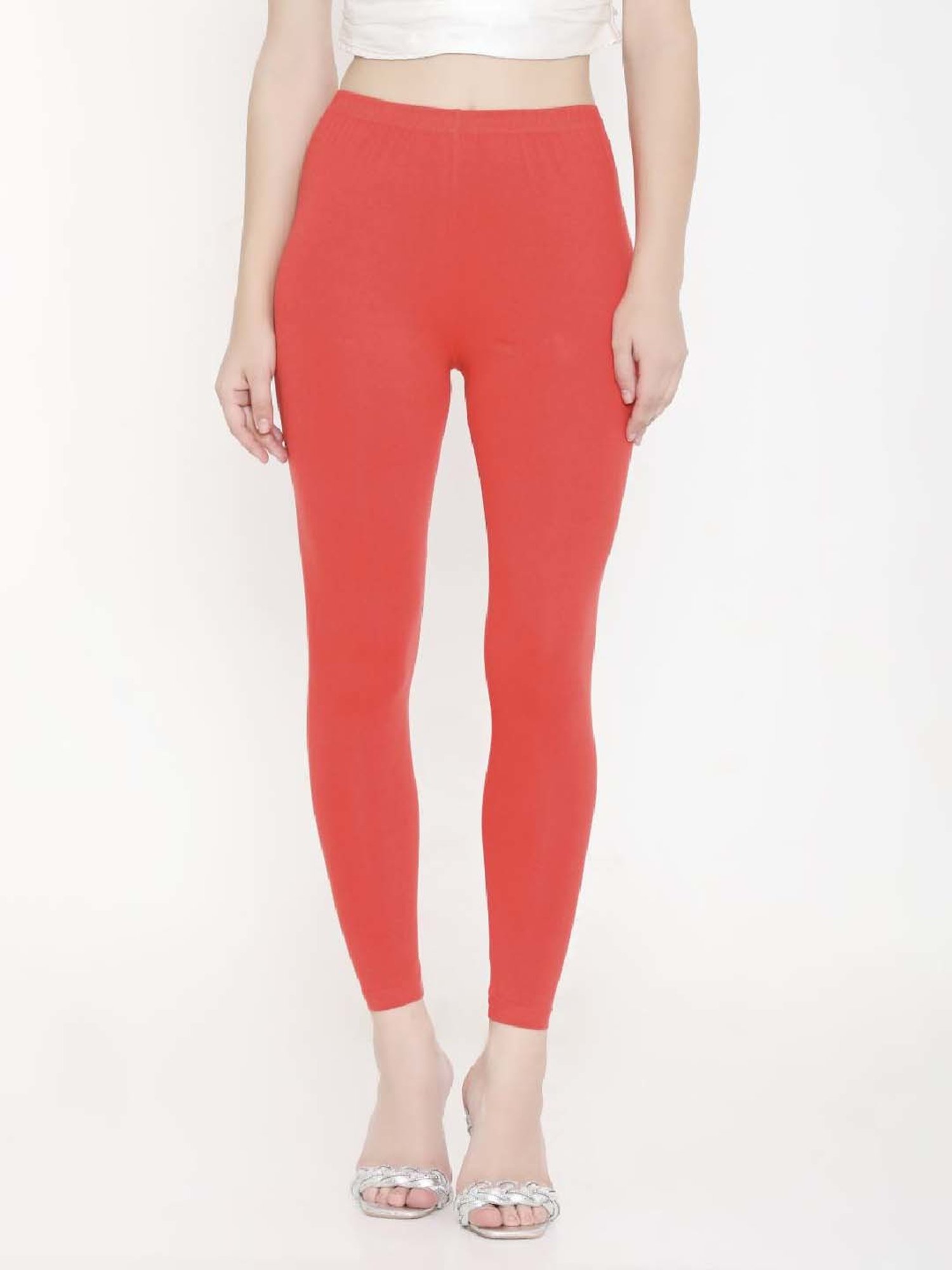 FEELINGS Orange Plain Leggings