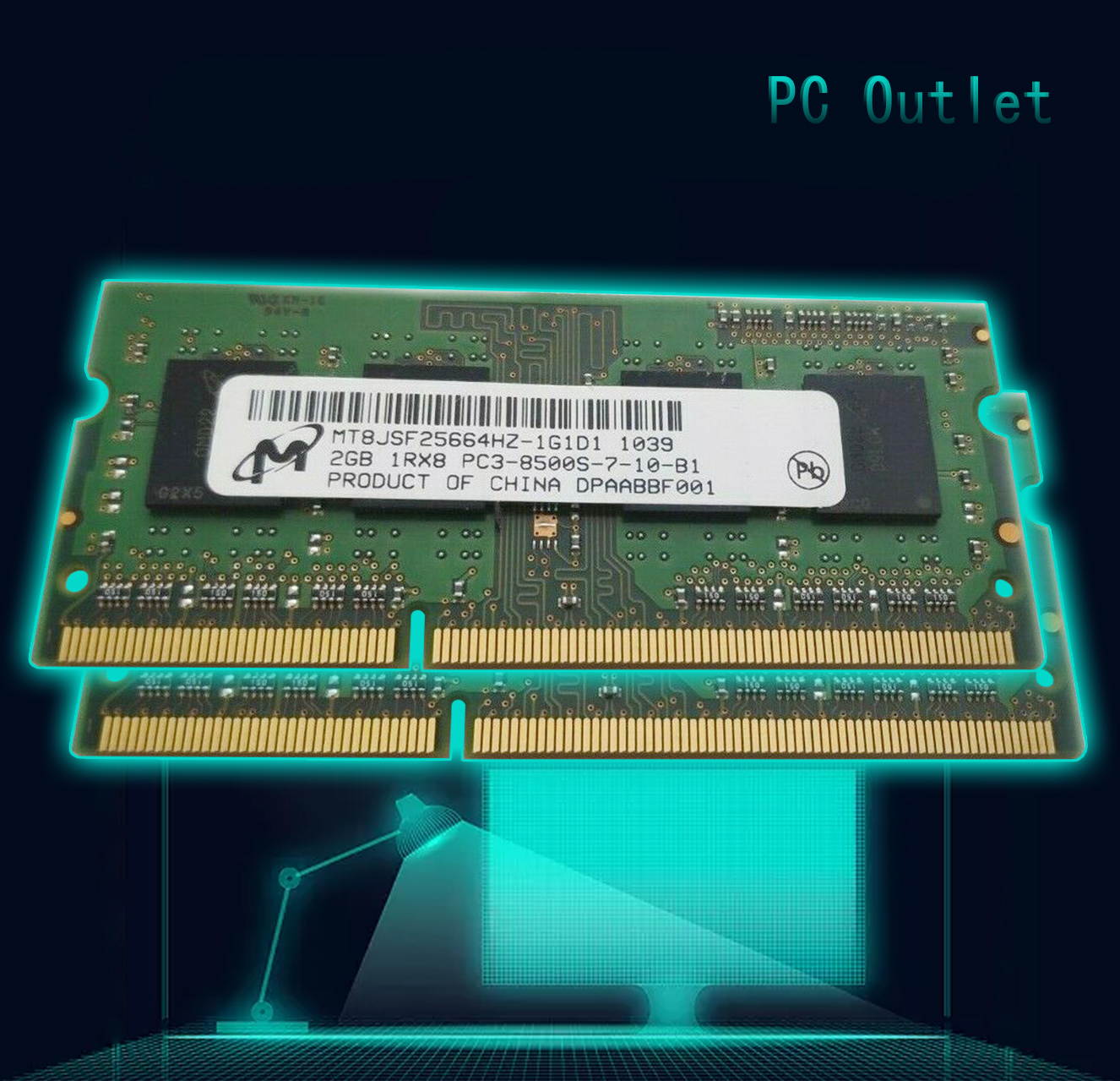 4GB (2 x 2GB) Micron PC3-8500 SO-DIMM 1066 MHz DDR3 RAM MT8JSF25664HZ-1G1D1