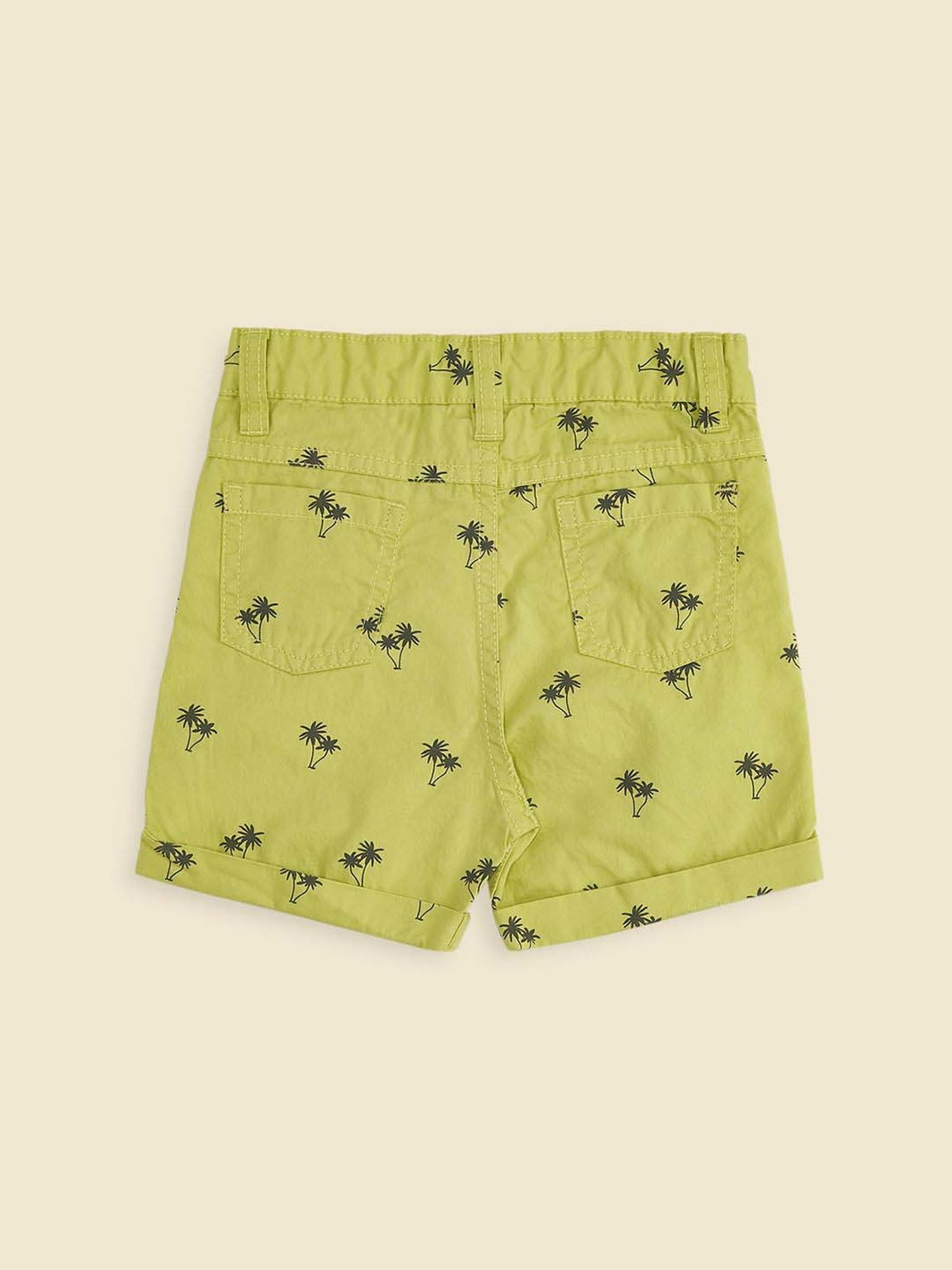 Pantaloons Baby Lime Green & Black Cotton Printed Shorts