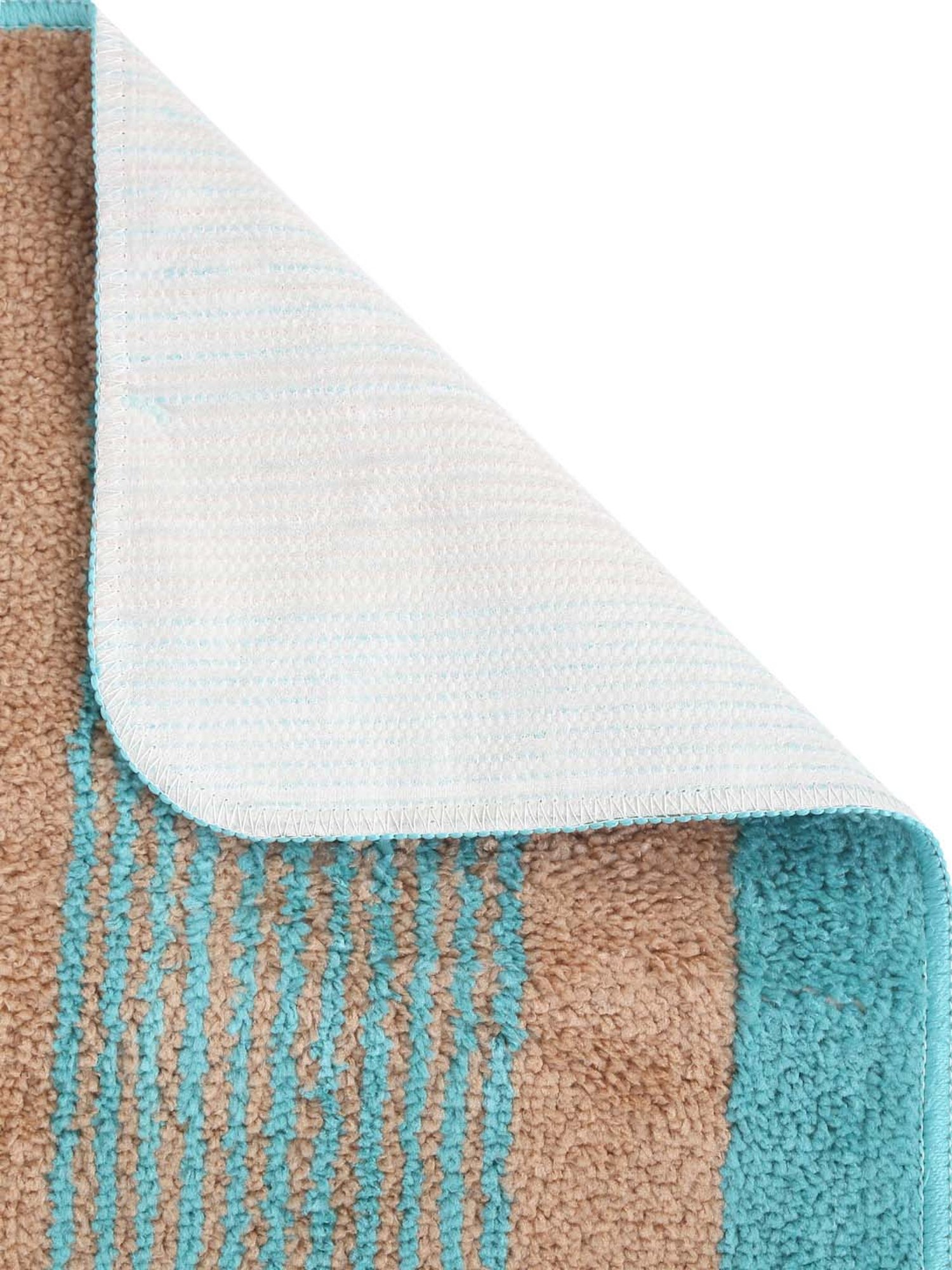 HOSTA HOMES Brown & Blue Cotton Anti-Skid Door Mats - Set of 2