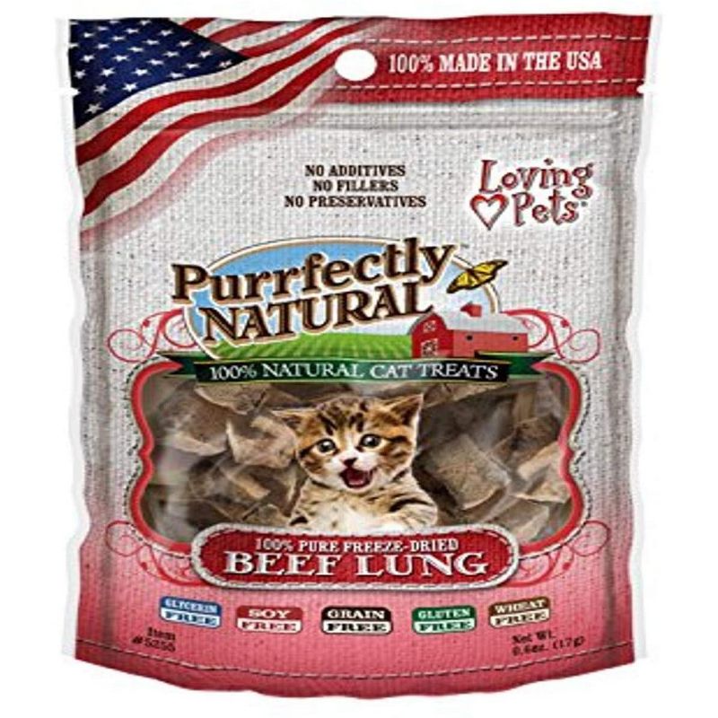 Loving Pets Purrfectly Natural Freeze Dried Beef Lung Chews (0.6 oz Pack)