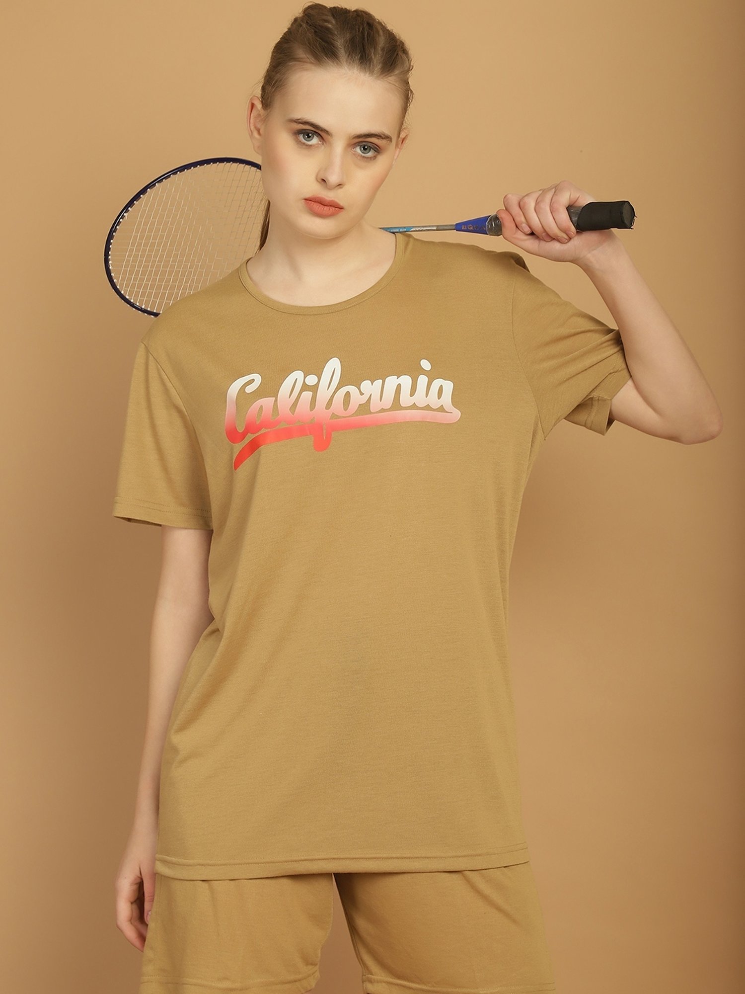 Vimal Jonney Mustard Cotton Printed T-Shirt & Shorts Set