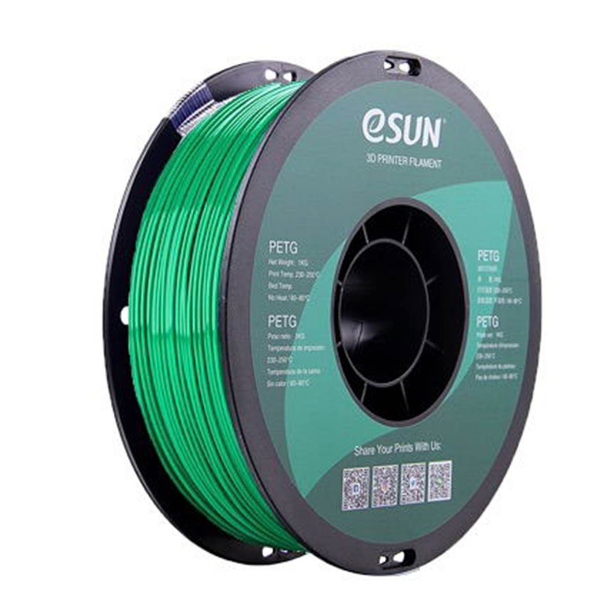 eSUN PETG 1.75mm 3D Printer Filament Printing Consumables Dimensional Accuracy: +/- 0.05mm 1kg(2.2lb) Spool Material Refills Solid Green