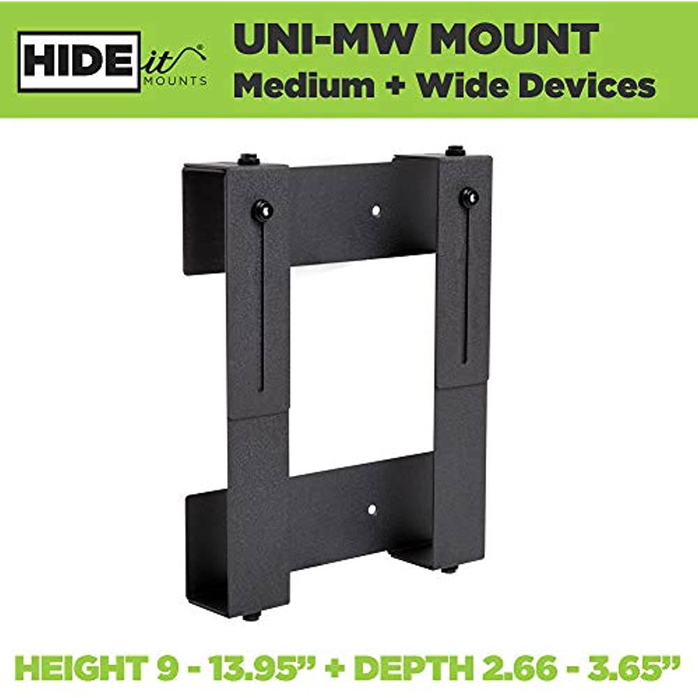 HIDEit Uni-MW Mount &mdash; Patented Adjustable Medium-Wide A/V Equipment Mount. Made in the USA