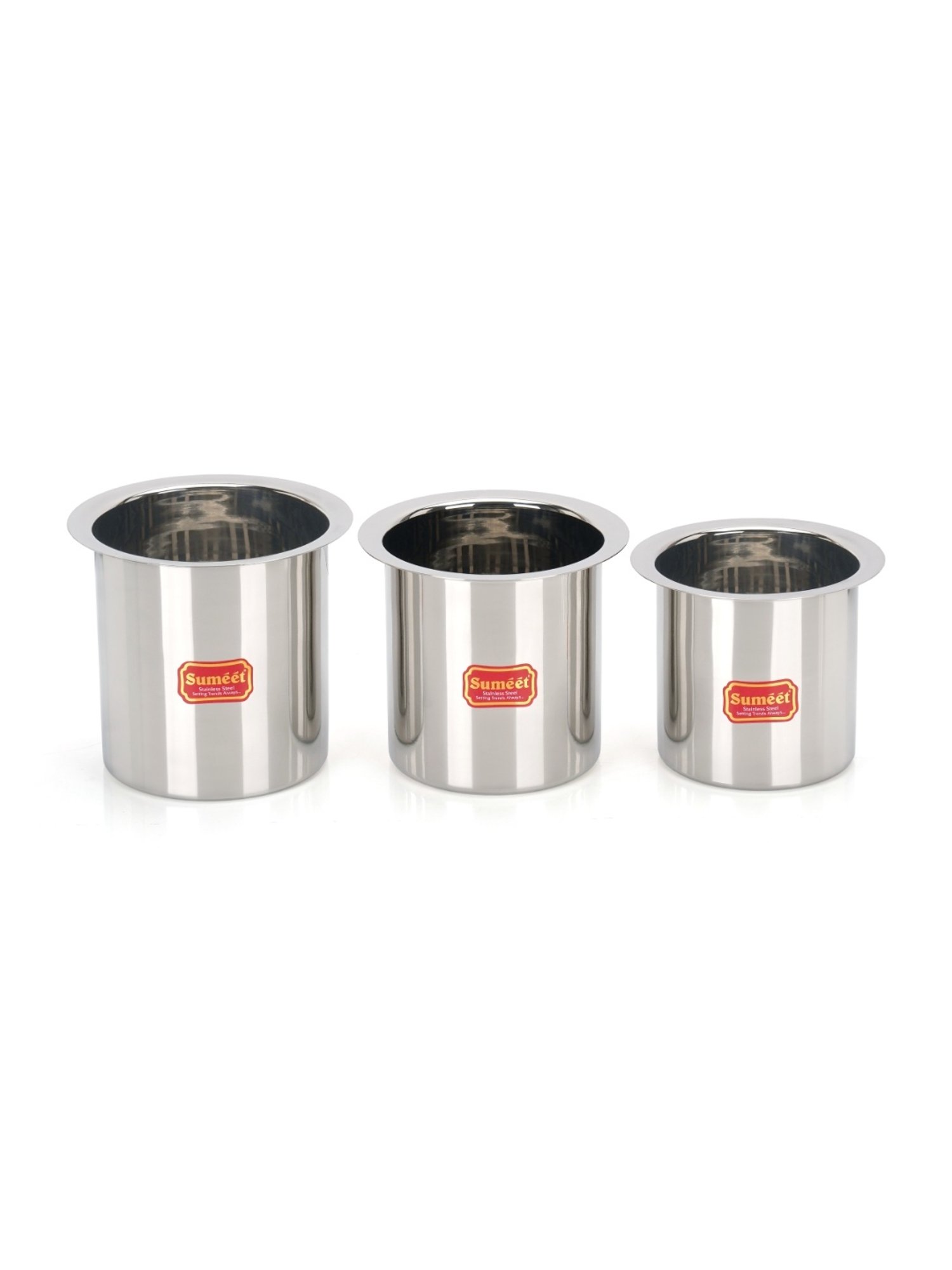 Sumeet S.S. Ganj/Milk Boiler/Milk Pot /Long Tapeli  set of 3 Pieces (1150ml, 1450ml, 1800ml), Silver