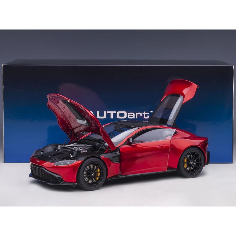 2019 Aston Martin Vantage RHD (Right Hand Drive) Hyper Red Metallic with Carbon Top 1/18 Model Car by Autoart
