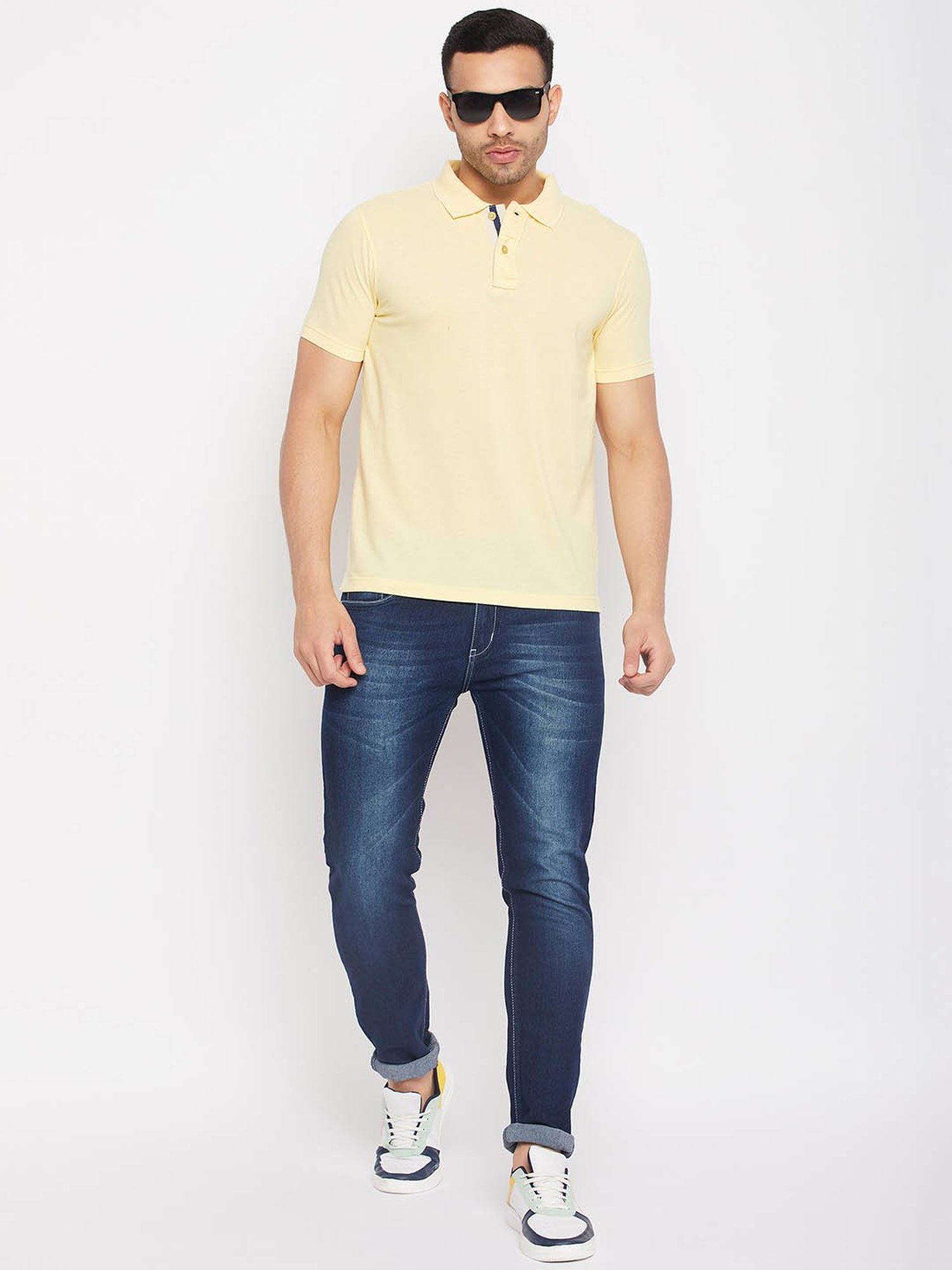 Club York Light Yellow Regular fit Polo T-Shirt