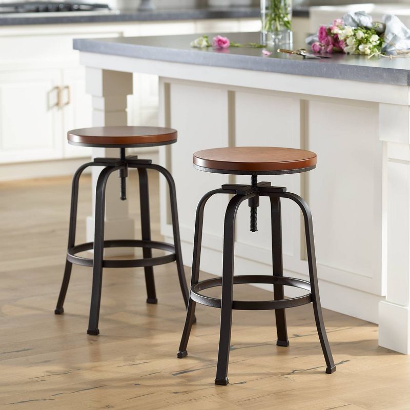 Elm Lane Radin Hammered Bronze Adjustable Swivel Bar Stools Set of 2