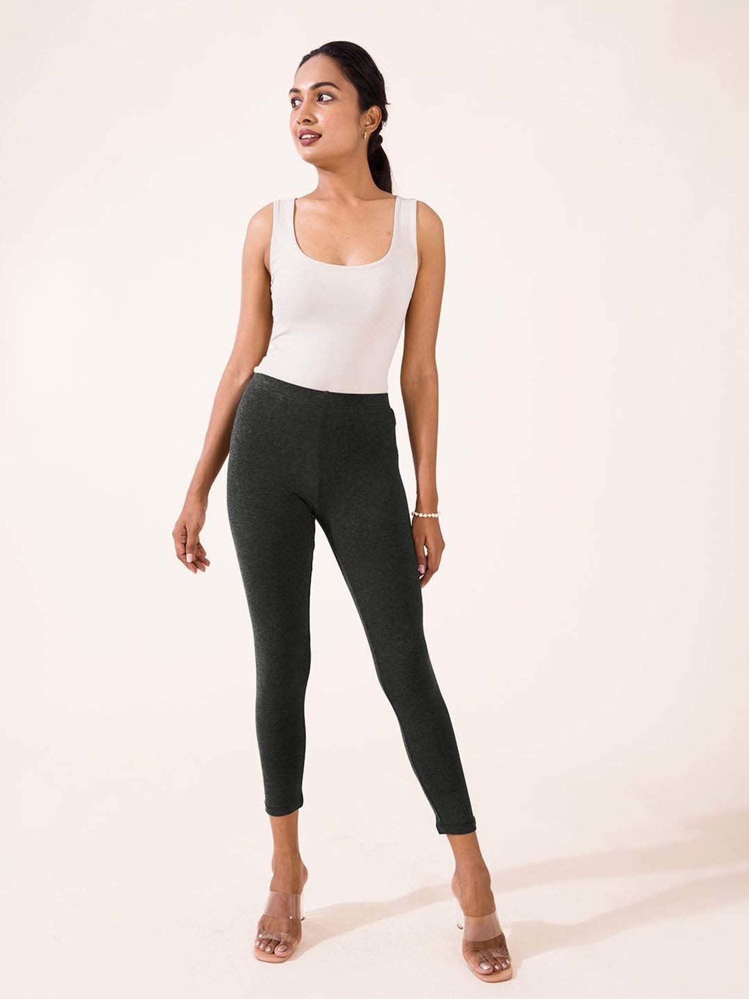 Go Colors! Grey Cotton Crop Leggings