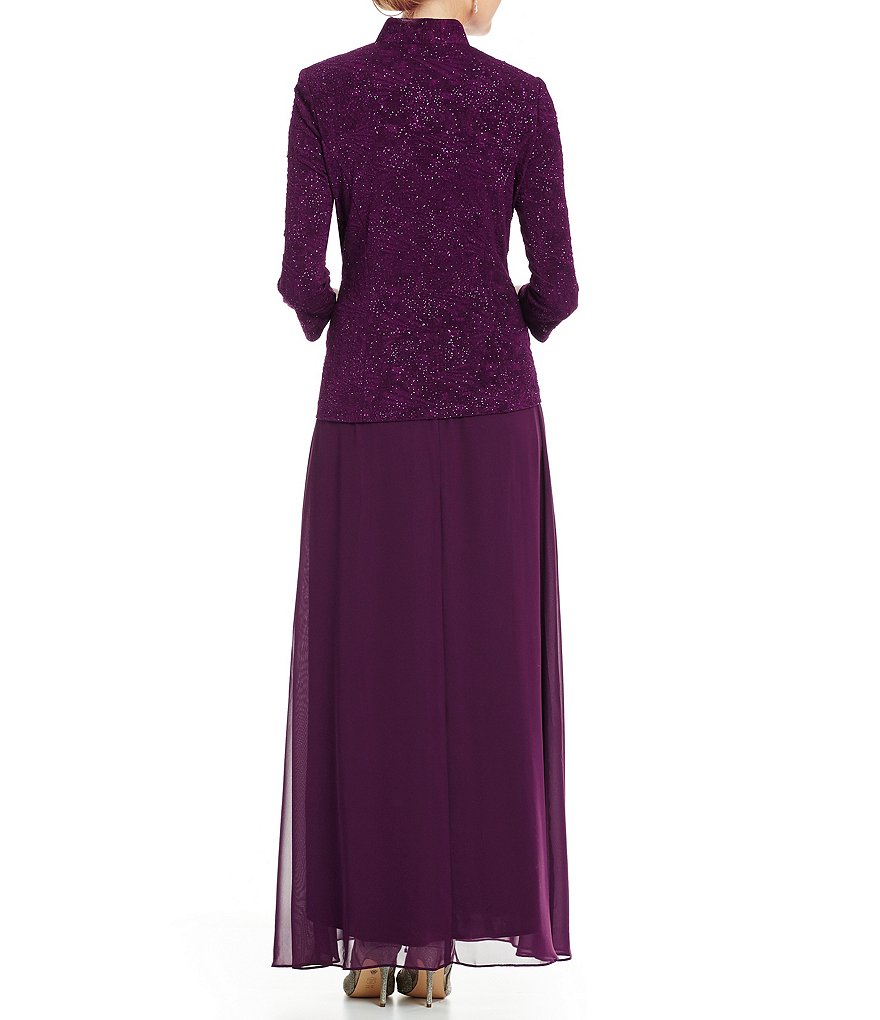 Alex Evenings 2-Piece Glitter Embellished Jacquard Jacket Dress