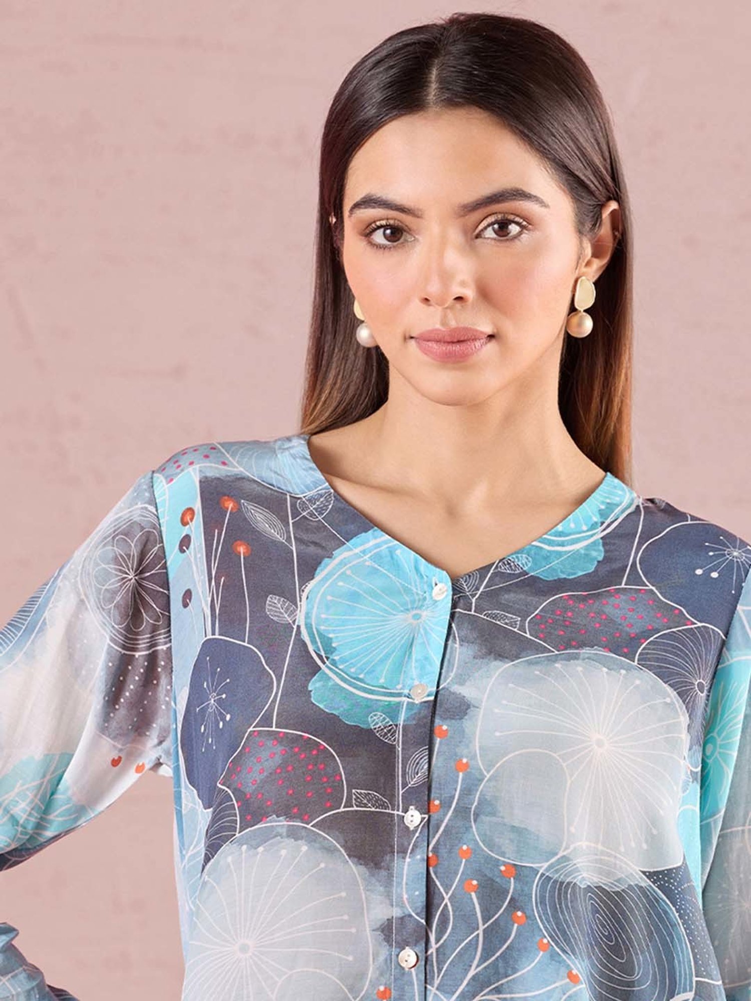 navyasa by liva Indigo Blue Tunic With Pants Set