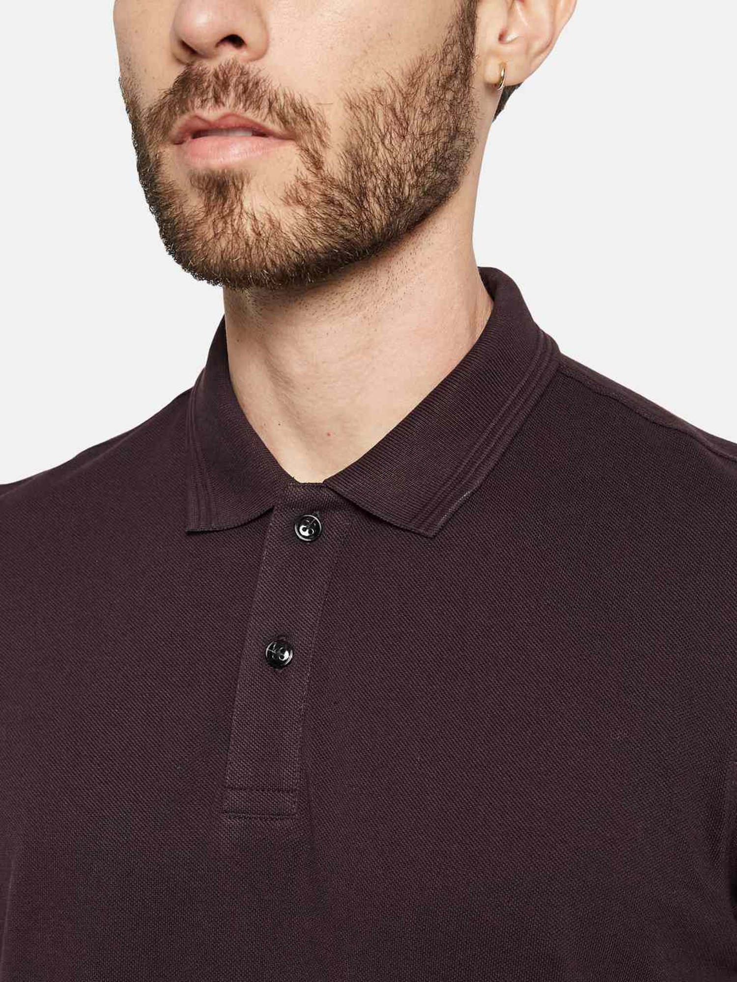 Octave Dark Wine Cotton Regular Fit Polo T-Shirt
