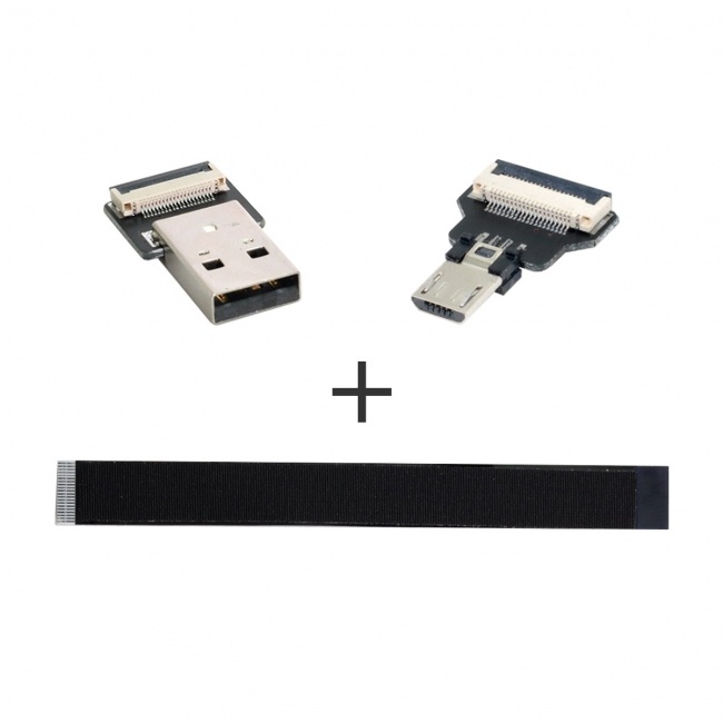 CY 0.5M USB 2.0 Type-A Male to Micro USB 5Pin Male Data Flat Slim FPC Cable for FPV & Disk & Phone