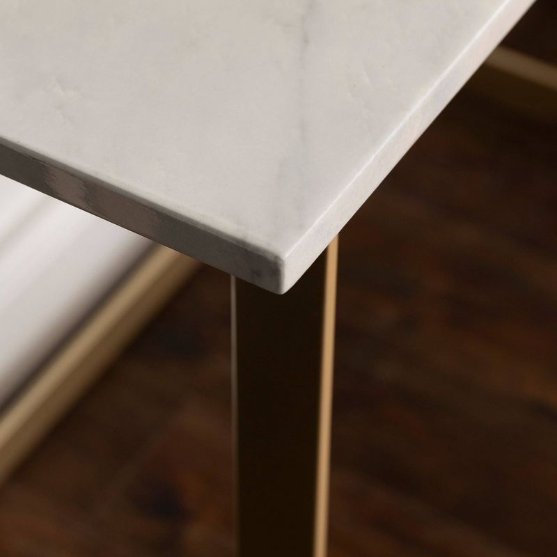 42" Contemporary Modern Faux Marble ComputerWriting Desk White Marble/Gold - Saracina Home