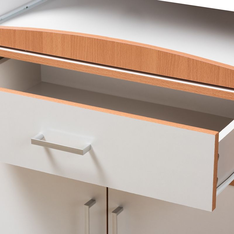 Edonia Modern and Contemporary Beech and Finish Kitchen Cabinet White/Brown - Baxton Studio