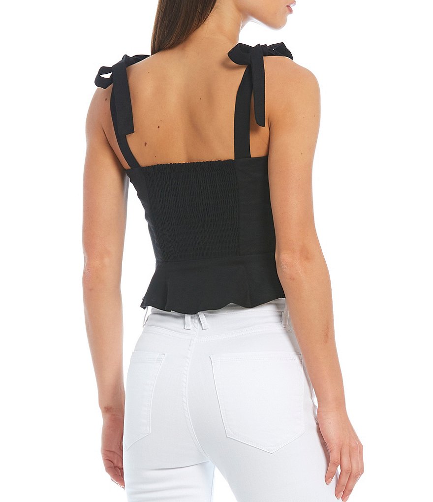 Gianni Bini Woven Lee Peplum Sleeveless Tie Blouse