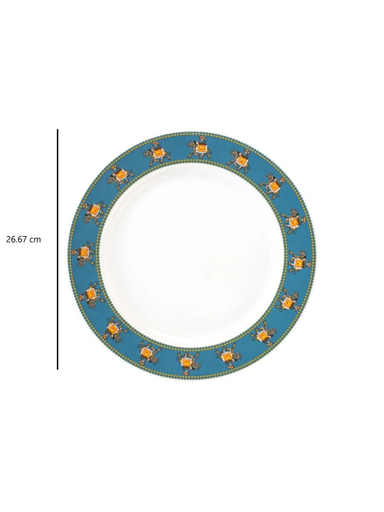 India Circus Multicolor Ceramic Dinner Plate - Set of 1