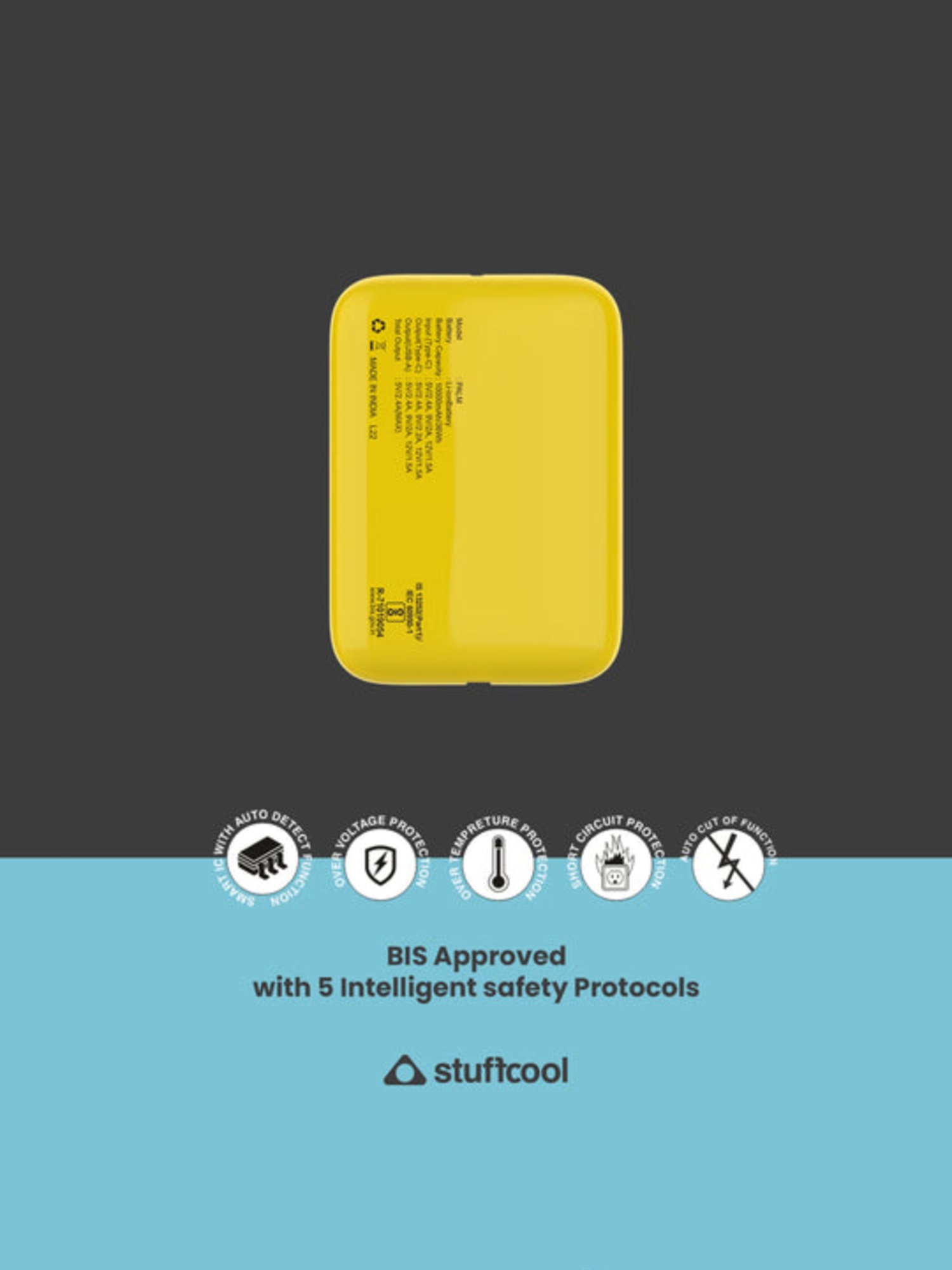 Stuffcool Palm Smallest 10000mAh PD20W Type C Powerbank (Yellow)