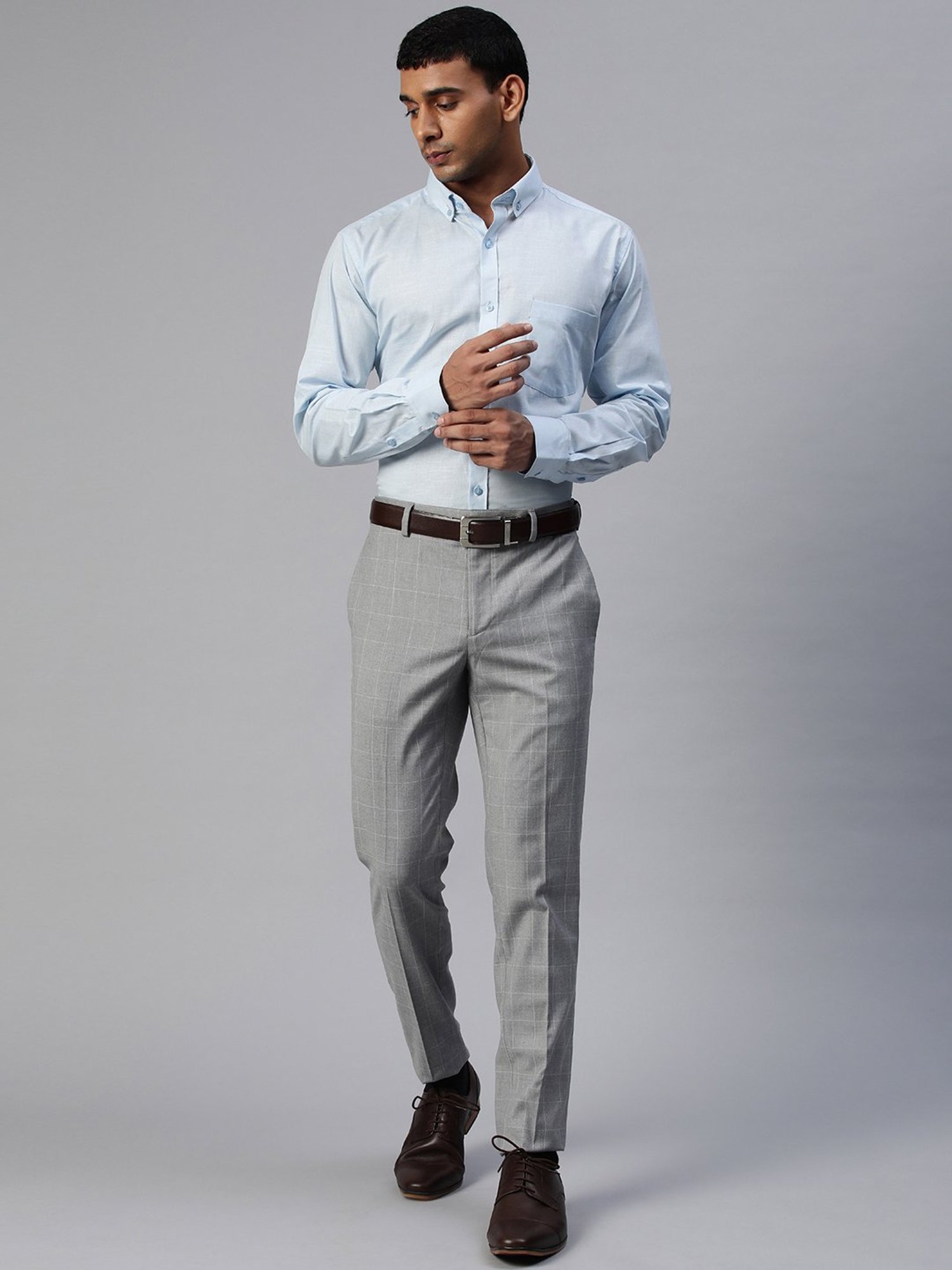 ManQ Sky Blue Regular Fit Shirt
