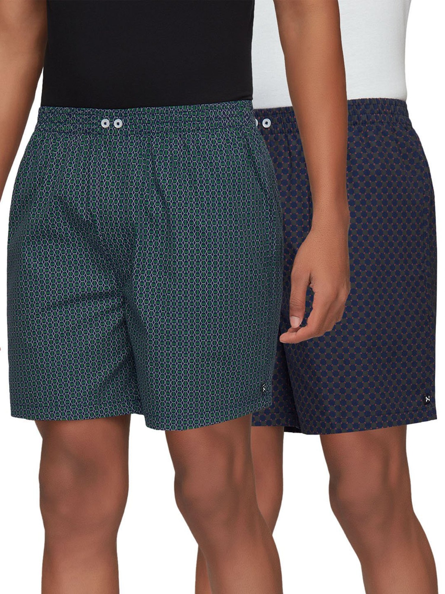 XYXX Green & Dark Blue Printed Boxers - Pack of 2